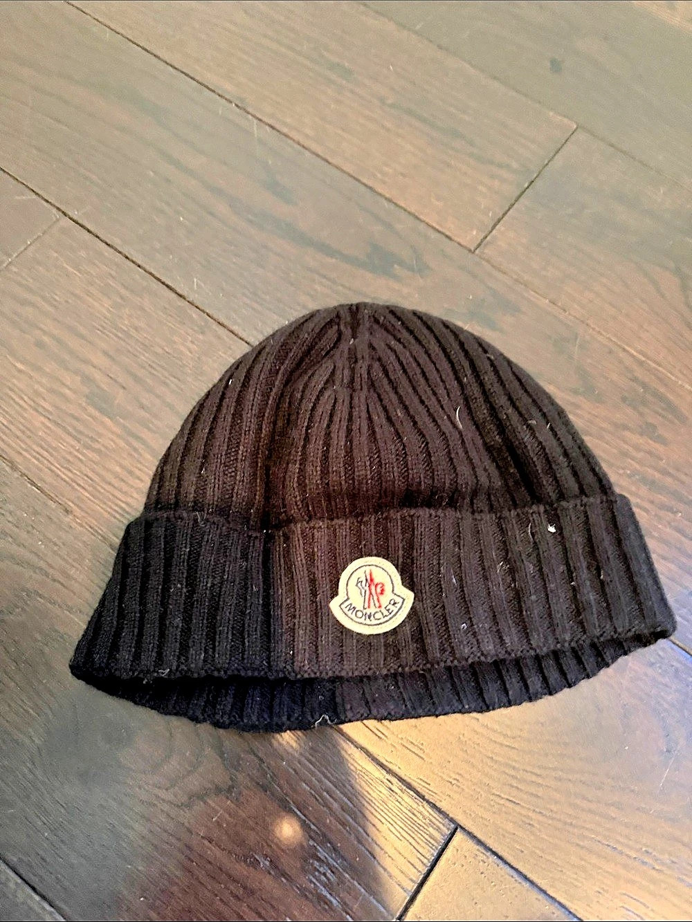 Moncler Ribbed Wool Beanie Black Knit